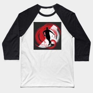 Soccer Player - Red and White Baseball T-Shirt